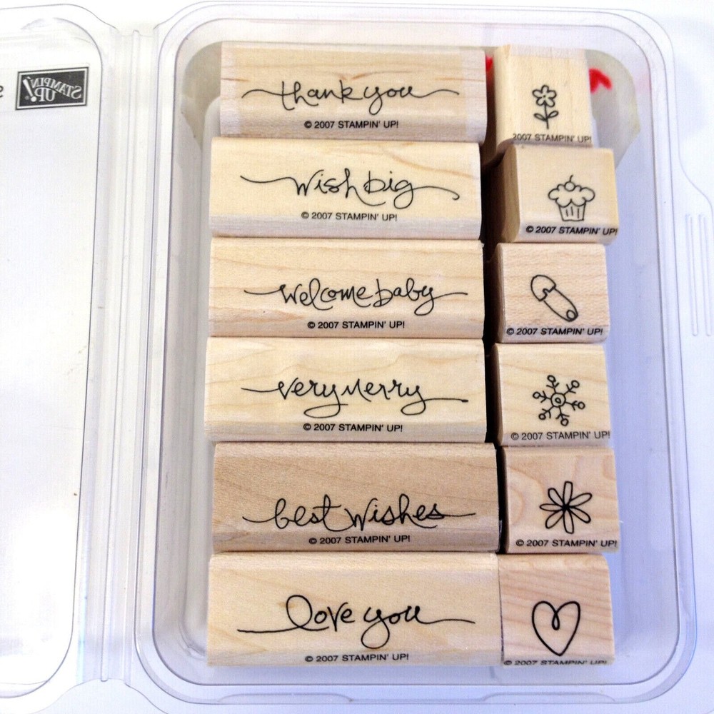 Stampin’ Up!  Short & Sweet Set of 12 Tags New Open Box Wood Mounted